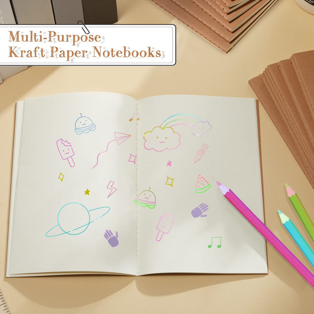 Sabary A5 Kraft Notebook Journals, Bulk Pack