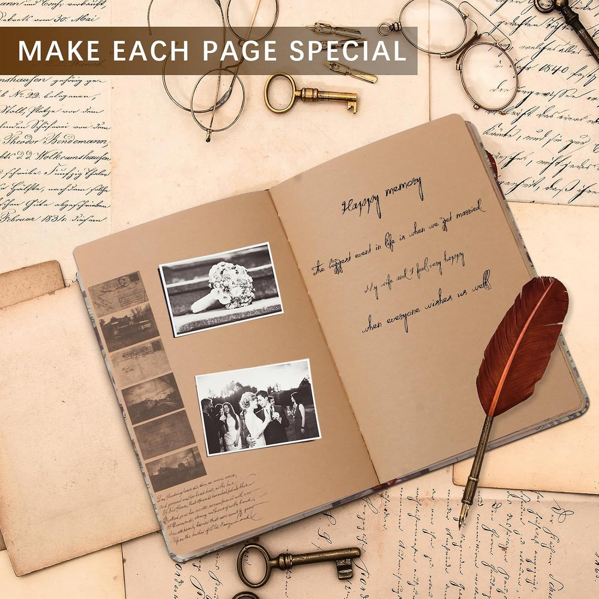 SaFeHoM 212-Piece Vintage Scrapbook & Journal Set