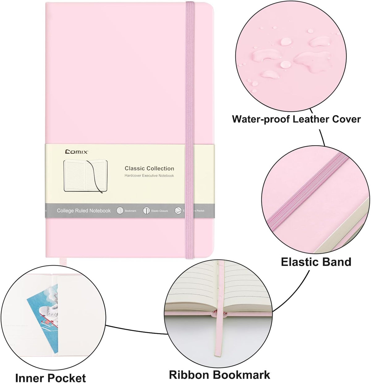 Comix A5 Hardcover Lined Journal Notebook, 240 Pages