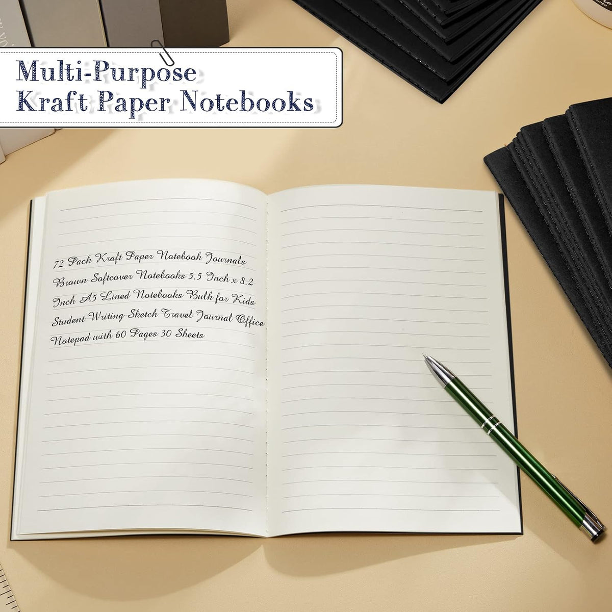 Sabary A5 Kraft Notebook Journals, Bulk Pack
