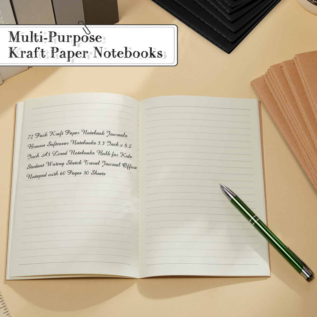 Sabary A5 Kraft Notebook Journals, Bulk Pack