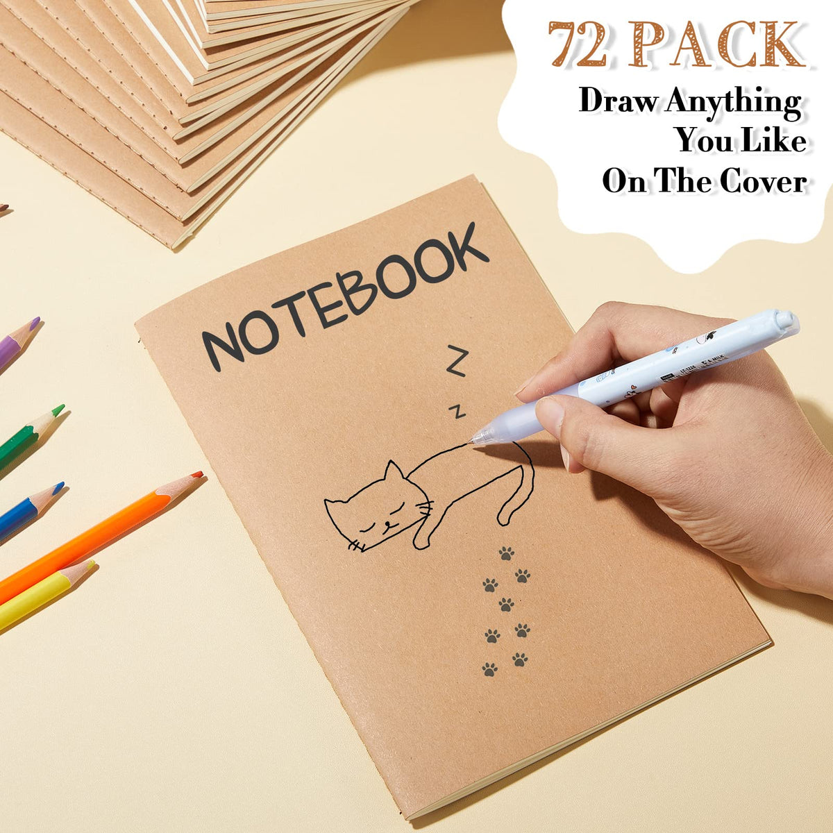 Sabary A5 Kraft Notebook Journals, Bulk Pack