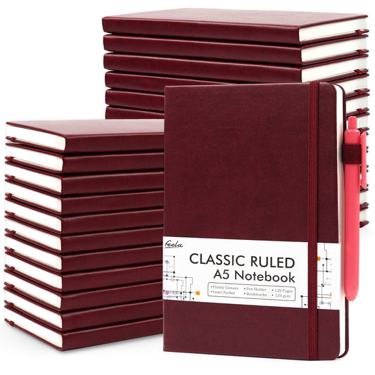 feela 24-Pack Hardcover Lined Journal Notebooks
